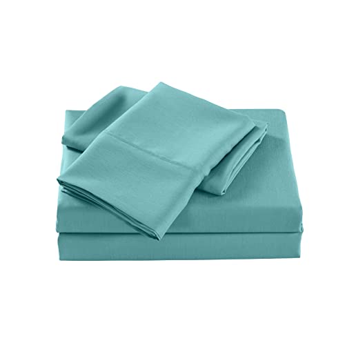 Royal Comfort - Sheet Set, 2000TC Ultra Soft Bamboo Microfibre Blend, Fitted Sheet & Flat Sheet & Pillowcase Set (Queen, Aqua