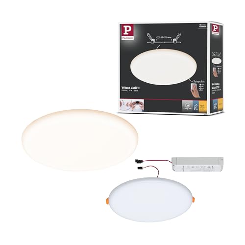 Pauleen 93064 Pannello LED Lampada da Incasso Veluna VariFit IP44 dimmerabile su 3 Livelli 215mm Tondo 1x21 Watt plafoniera Satinato plastica 3000 K 21 W Chrome Matt àò