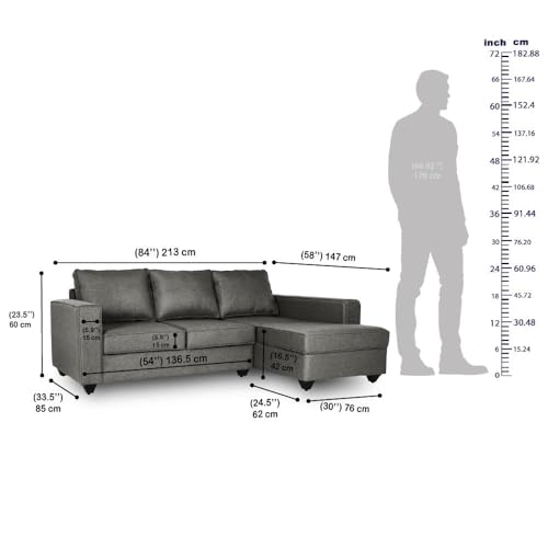 Image of Wakefit Sofa Set | 3 Year Warranty | Sofa 2 Seater, 2 Seater Sofa for Living Room, Wooden Sofa Set, Couch Sofa for Living Room, Sofa for Living Room - Napper(Omega : Grey)