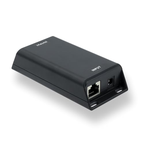 PoE Texas DC-Powered PoE+ (30 watt) Gigabit Inline Injector Converts 12-60V in to 50 Volt IEEE 802.3at PoE+ Out - Variable DC PoE Injector for Solar & Battery Powered Installations WiFi & More