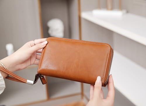 Image of Women's RFID Blocking Wallet Large Zip Around Leather Clutch with Wristlet | Large Capacity, 23 Card Slots, 2 ID Windows, Phone Holder, Soft PU Leather, RFID Secure, Coin Pocket, Checkbook Holder