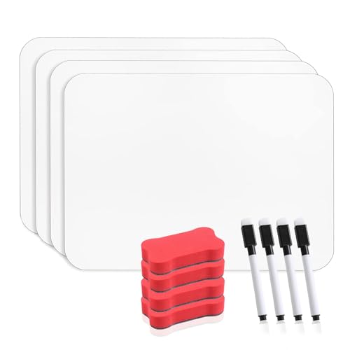 12Pcs Mini Whiteboard Set - A4 Whiteboard, Small Whiteboards With Pens and Erasers for Students, Home and Office