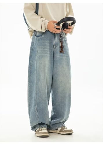 Men's Hip Hop Baggy Jeans Casual Wide Leg Y2k Skateboard Vintage Denim Pants Streetwear MZA262