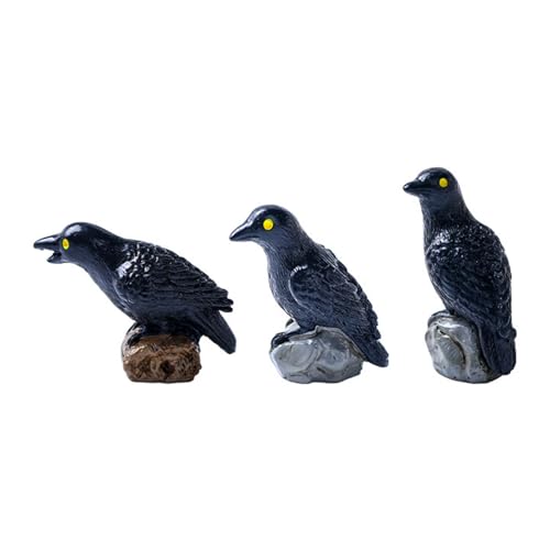 Shntig 3 statue dettagliate di storno per amanti degli uccelli donne moda uccelli figurine decorazioni per tavolo soggiorno camera da letto giardino statua Jackdaw