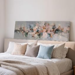 XBTYKPB Flower Painting, Textured Art, Wide Panoramic Framed Canvas, Long Narrow Horizontal Print, Modern for Above Sofa Decor(70x210cm/Frameless)