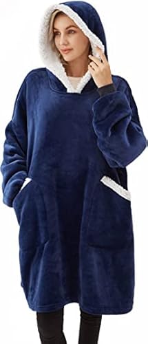 iBune Oversized Hoodie Decke, Decke mit Ärmeln, Damen Herren Sherpa Flanell Blanket Hoodie, Warm Pullover Decke, Deckenpullover Mit 2 Groß Fronttaschen thumbnail