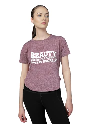 Image of CHKOKKO Womens Stylish Activewear Quick Dry Lightweight Breathable Printed Round Neck Half Sleeve Regular Fit Gym T Shirt for Sports Yoga and Training