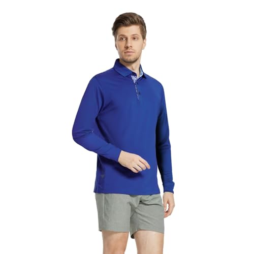 Image of Mens Polo Shirts Short and Long Sleeve Casual Solid Stylish Dry Fit Performance Designed Collared Golf Polo Shirts for Men
