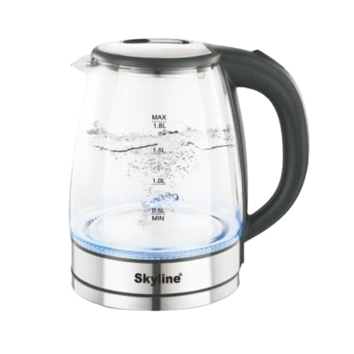 Sky line Electric Glass Kettle, 1.8 Litre Capacity, 1500W, with Blue LED Illumination-image-4