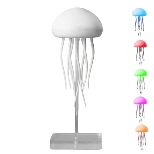Lámpara de medusa sensorial - lámpara de medusa PP duradera, LED de luz ambiental | 3.35x6.54 pulgadas de noche recargable con gradiente de color, luz de medusa de control de voz po
