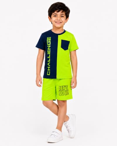 Image of Kuchipoo Boys Regular Fit Cotton T-Shirts and Shorts Set