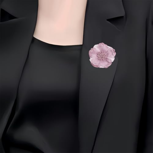 Image of Large Red Rose Flower Brooches Pins for Women Dainty Satin Fabric Brooches Big Camellia Flower Brooch Wedding Party Clothing Pin Accessory Jewelry