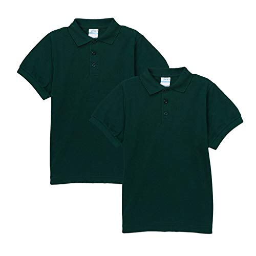 Image of unik Boy's Premium Quality Pique Polo Uniform Shirt Short Sleeve White Sky Blue Navy Hunter Green Burgundy Black Red