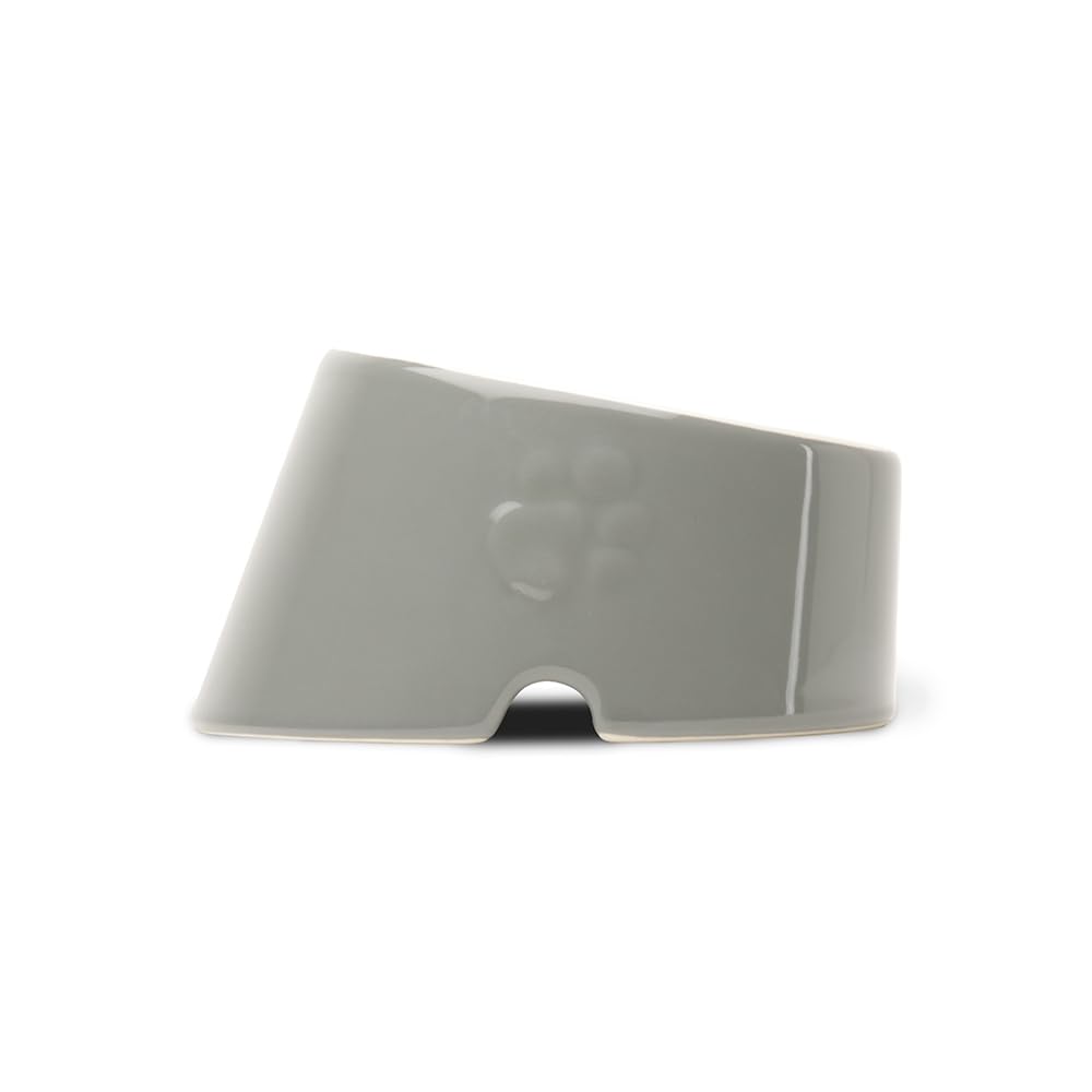 Scruffs Icon Slanted Stoneware Dog Bowl for Flat Faced Dogs 18 cm x 15 cm x 10.5 cm Grey