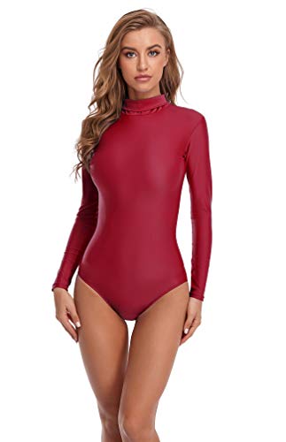 Speerise Long Sleeve Adult Ballet Dance Leotards for Women, M, Maroon