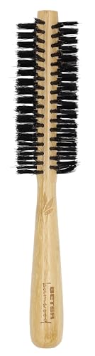 Beter – Cepillo de pelo redondo de madera de bambú sostenible, púas de jabalí y nylon, 45mm diámetro, para moldear y alisar el cabello.