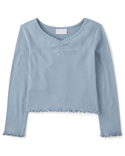 Image of The Children's Place Girls' Basic Long Sleeve V-Neck Knit Shirts