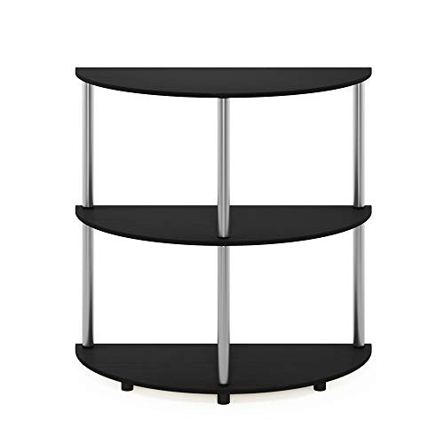 Image of Furinno Frans Turn-N Half Round Console Table with Stainless Steel Tubes, Black Oak 15.6D x 31.1W x 30.8H in