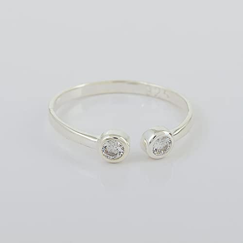 Bague ajustable argent 925 anti-pincement quartz véritable - 6