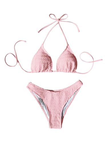 Maillot bain triangle bleu texturé 2 pièces haut de gamme pour femmes
