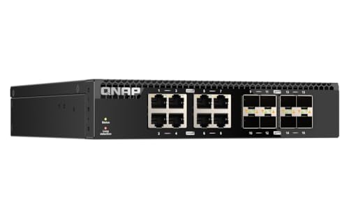 Image of QNAP QSW-3216R-8S8T-US 16-Port Half-Width Rackmount 10GbE Switch | Unmanaged, SMB /SOHO, High-Speed Networking Environment
