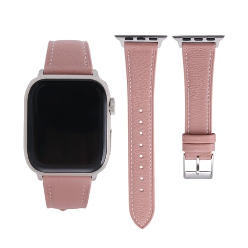 Thin Slim Soft Goatskin Leather Watch Band For Apple Watch 38mm 40mm 41mm 42mm Lightweight Elegant Women Replacement Straps Compatible With iWatch SE1/2/3 11 10 9 8 7 6 5 4 3 2 1
