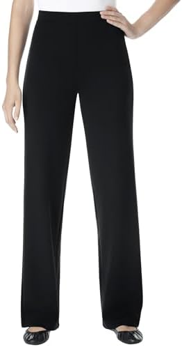 Woman Within Plus Size Stretch Ponte Knit Pull-On Wide-Leg Pants - 18 W, Black