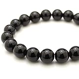 [サイズ14cm] 黒水晶 モリオン 10ミリ ブレスレット 宝石鑑別書付き 極艶 極上品質