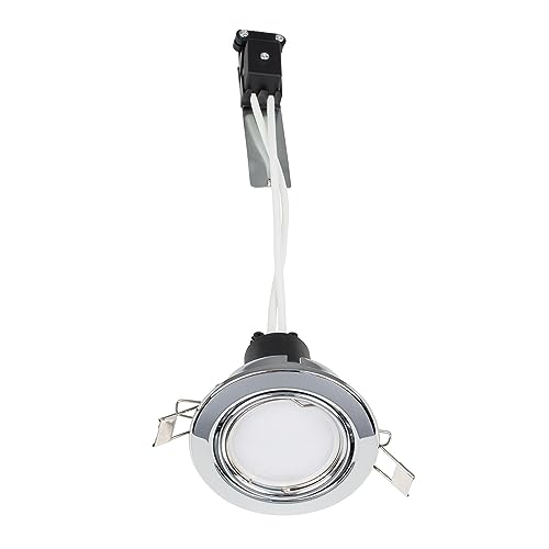 MiniSun Polished Chrome Tiltable Steel Ceiling Recessed Spotlight Downlight - Complete with 1 x 5W GU10 Cool White LED Bulb