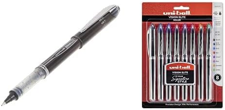 uni-ball Vision Elite - Bolígrafos de punta fina, punta fina, 0.020 pulgadas, negro, paquete de 12 bolígrafos Vision Elite de punta fina, 0.020
