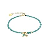 LUXENTER Pulsera de Plata De Ley 925 con Cristal Verde acabada en Oro 18K. Color Verde. Pulseras de Piedras. Joyas para Mujer -Modelo Bialak