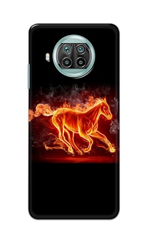 Image of PRINTFIDAA Printed Hard Back Cover Case for Mi 10i 5G | Mi 10T Lite 5G Back Cover (Fiery Horse) -112