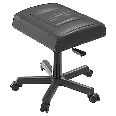 MYEBP Office Footrests With Wheels, Gaming Chair Foot Stool PU Leather Foot Stand Under Desk Height Adjustable Rolling Leg Rest, Office Small Footstool Computer Foot Rest, 42 * 33 * 48cm Cover