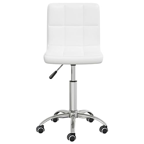CHARMMA Dining Chair White Faux Leather,Chrome Steel Adjustable,Medium,Kitchen & Dining Room Chairs-3087561 - Thumbnail 4