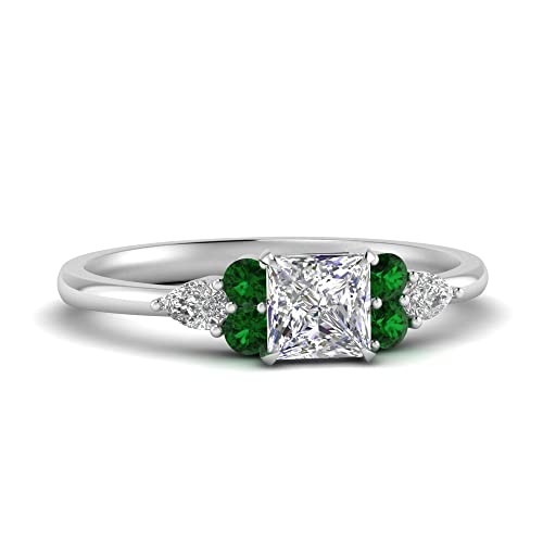 Image of Choose Your Gemstone Princess Shape Accented Engagement Ring 925 Sterling Silver Minimal Modern Design Birthday Gift Wedding Gift Side Stone Engagement Rings : US Size 4 to 12