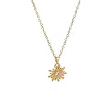 Collar de flores, colgante de circonita de cobre, collar de moda de girasol para mujer, cadena de 1.9 pulgadas, elegante joyería floral para fiesta, cumpleaños, boda, regalo del día de la madre