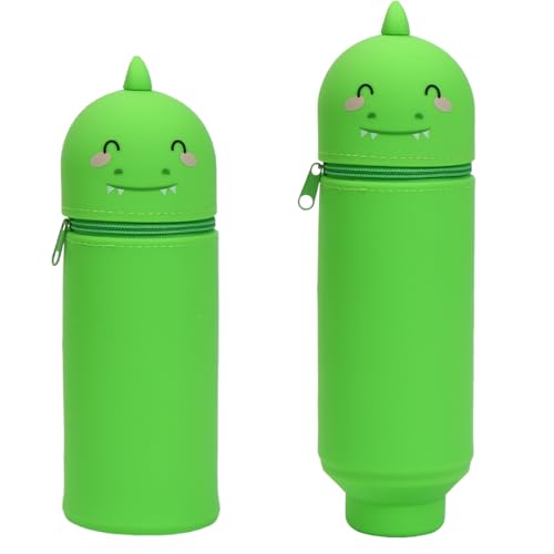 TaleMoon Kawaii Federmäppchen Grüner Dinosaurier,2 in 1 Silikon Federtasche,Stifte Mäppchen,Pencil Case,Cartoon Bleistifthalter für Mädchen,Jungen Büro, Uni, Niedlicher Schulbedarf