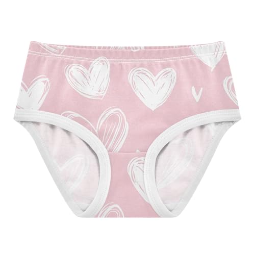 Artistic Toddler Girls Underwear 2t Cotton Girl Panties Cute Cute Doodle Hearts White Pink Kids Briefs Undies