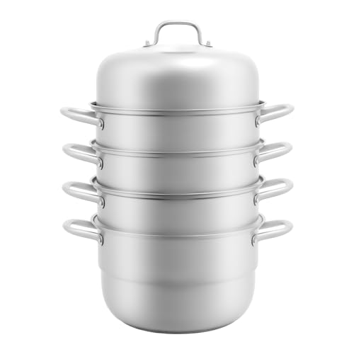 5 Etagen Dampfgarer Edelstahl 304 Stackbar, 9L Dampfkochtopf mit Glasdeckel, Mantowarka Gardampftopf, Großvolumen Dämpfeinsatz, für Induktion, Gasherd