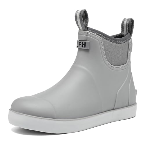 Image of Women's Deck Boots, Rubber Rain Boots Chelsea Ankle Booties with Anti-Slip Sole Waterproof Fishing Shoes for Outdoor Work Garden Camping