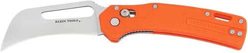 Klein Tools 44056 Cuchillo de bolsillo, hoja de pico de halcón de acero inoxidable para desollar cables y trabajo en línea, cerradura de barra,