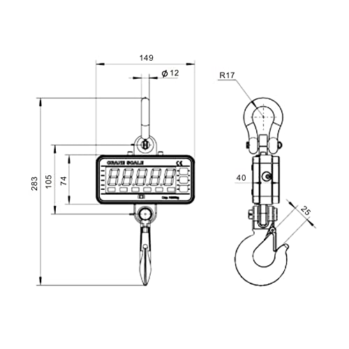 Báscula colgante digital industrial 500 KG / 1100 LBS miniatura 7