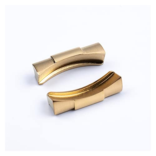 YANBIN Qbinbin Store 2 stücke Edelstahl glänzend Silber gekrümmte Endverbindung Endlink Kompatibel mit Rolex-Gürtel Kompatibel mit Submariner-Uhr-Band nur Gummi-Lederband 20mm Cover