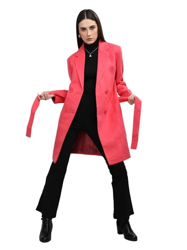 Image of CHKOKKO Women Classic Long Winter Coat Double Breasted | Knee Length Design with a Sophisticated Spread Collar and Convenient Front Pockets for All Occasions