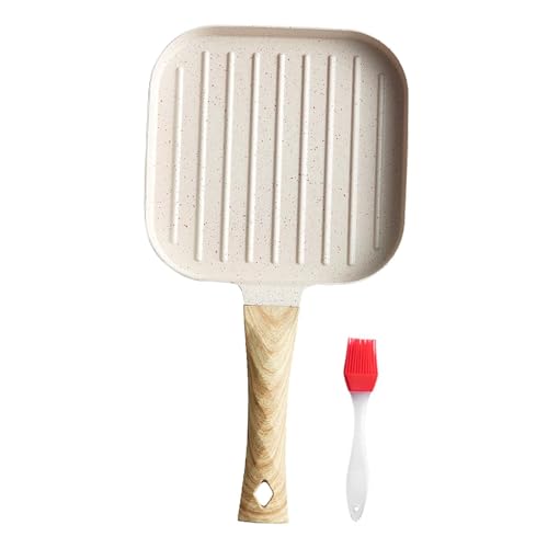 Gralara Sartén para Parrilla de Aluminio de 7 ', sartén para Carne, sartén Cuadrada para Asar, Utensilios de Cocina, sartén para Tortitas para Cocina, Acampar, Sartén con Cepillo