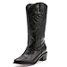 Femme bottes de motard de l'ouest mi-mollet bloc talon bout pointu hiver talon carré talon court en peluche bottes de cow-boy femme