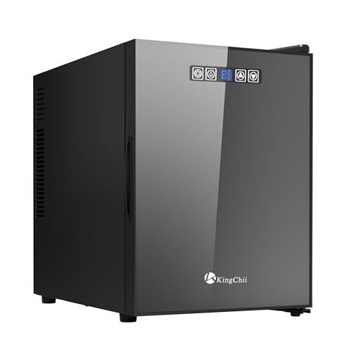 Image of KingChii 12 Bottle Wine Cooler, Freestanding Wine Fridge with Glass Door, Adjustable Shelves & Digital Temperature Display Wine Refrigerator for Red, White, Champagne - Perfect for Home, Kitchen, Bar