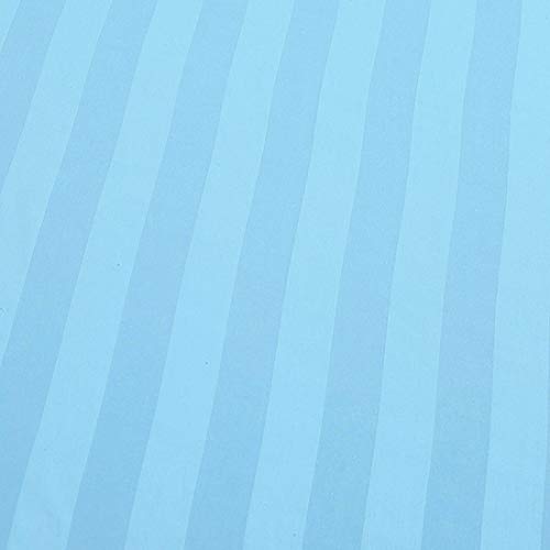 Image of Sofrito Bed Sheet Glace Cotton Striped - 300 TC - Super King (108 inchx108 inch) - with 2 Pillow Cover | Ideal for Hospitals, Clinics, Hostels, PGs, Hotels & Guest Houses | Baby Blue