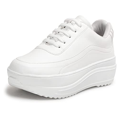 Image of Vendoz Women White Casual Stylish Sneakers