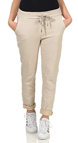 simaranda Pantalon de jogging pour femme - Pantalon de loisirs - Pantalon d'été baggy Boyfriends - Imprimé 10, beige, taille unique